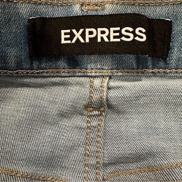 Express Light Washed Cropped Skinny High Rise Stretch Pink Stripe Women’s Size 4 - Picture 7 of 10